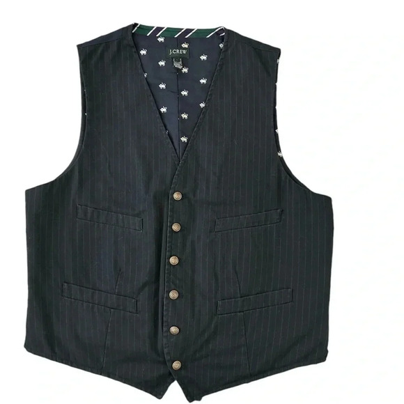 J. Crew Other - J Crew Vest in Navy Blue and Buffalo Print Lining Size Large